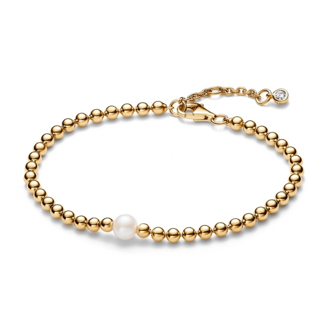 Pandora 14k Gold-Plated Treated Freshwater Cultured Pearl & Beads Bracelet