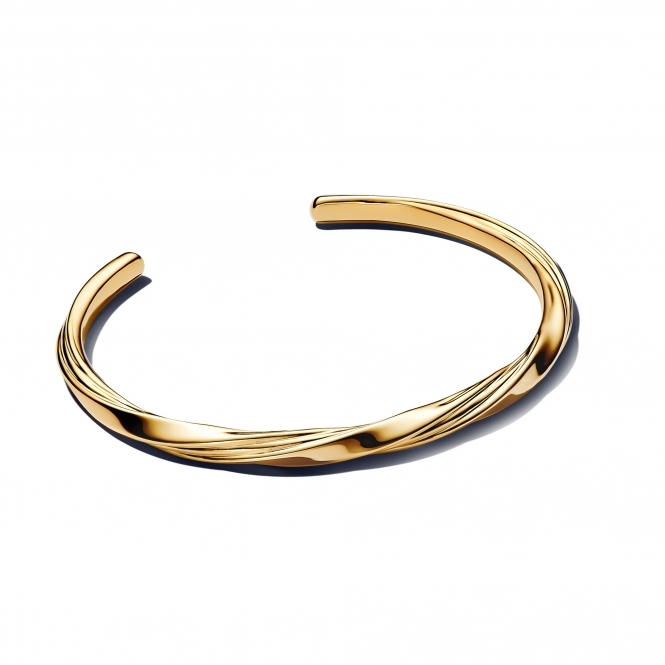 Pandora 14k Gold-Plated Twisted Open Bangle