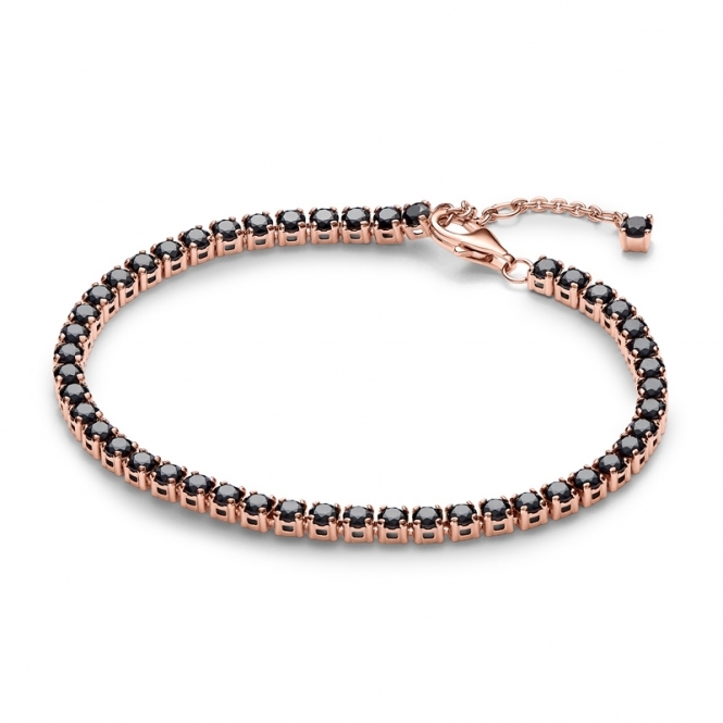 Pandora 14k Rose Gold-Plated Black Sparkling Tennis Bracelet