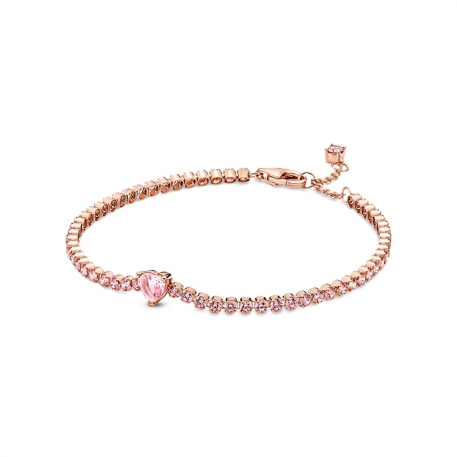 Pandora 14k Rose Gold-Plated Sparkling Heart Tennis Bracelet 580041C01
