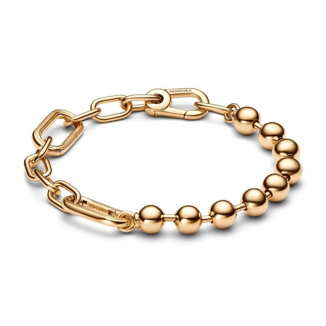 Pandora ME 14k Gold-Plated Metal Bead & Link Chain Bracelet