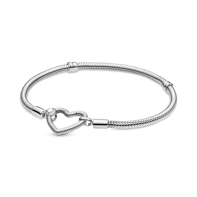 Pandora Moments Heart Closure Snake Chain Bracelet 599539C00
