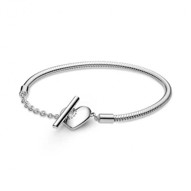 Pandora Moments Heart T-Bar Snake Chain Bracelet 599285C00