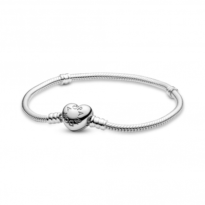 Pandora Moments Silver Bracelet with Heart Clasp 590719