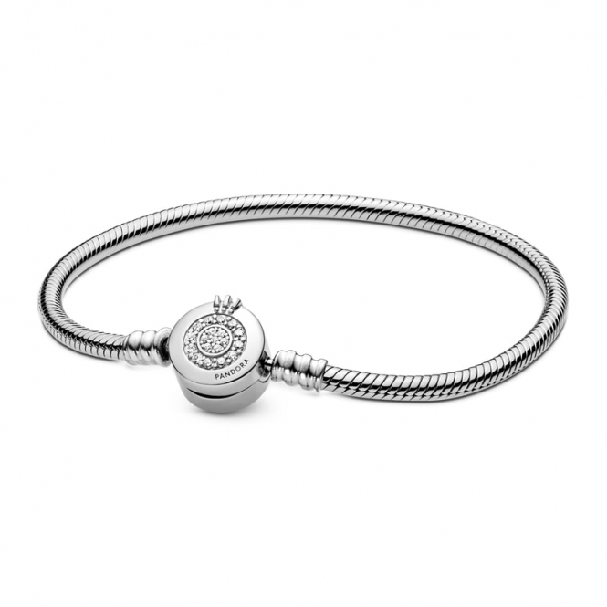 Pandora Moments Sparkling Crown O Snake Chain Bracelet 599046C01