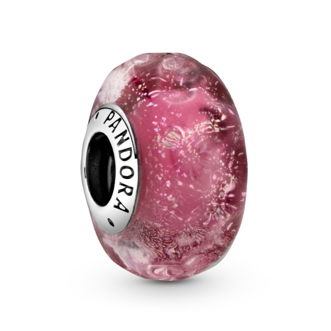 Pandora Wavy Fancy Pink Murano Glass Charm 798872C00