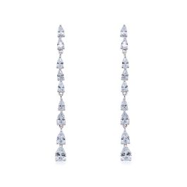 Ivory & Co Paris Crystal Long Drop Rhodium Earrings