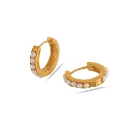 Shyla London Indent Pearl Huggie Earrings