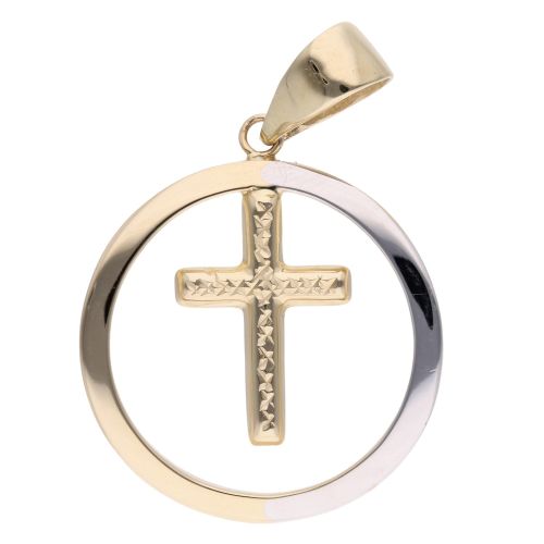 14ct Yellow And White Gold Cross Pendant
