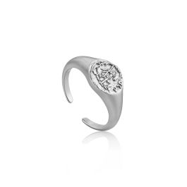 Ania Haie Emblem Adjustable Silver Signet Ring