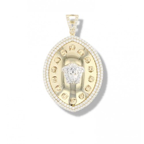 14ct Yellow Gold Crystal Medusa Pendant