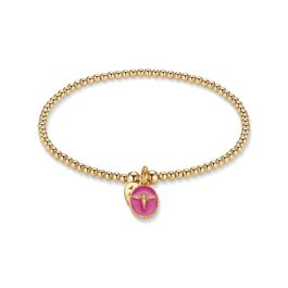 Annie Haak Santeenie Gold Plated Charm Bracelet - Pink Silhouette Angel