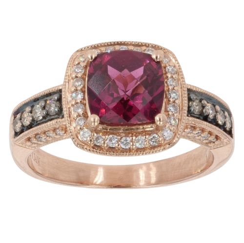 14ct Rose Gold 0.33ct Diamond And Garnet Cluster Ring