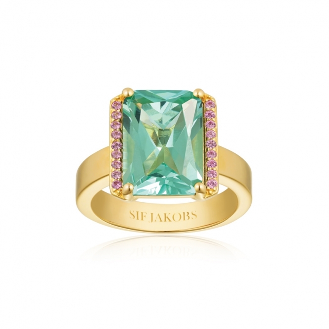 Sif Jakobs 18k Gold-Plated Roccanova Pink and Turquoise Ring