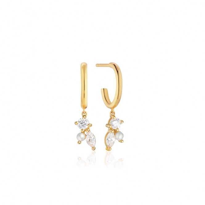 Sif Jakobs Adria Tre Creolo Earrings - 18k gold plated, with white zirconia