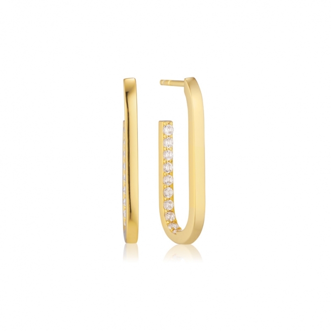 Sif Jakobs Earrings Capizzi Medio - 18k gold plated, with white zirconia