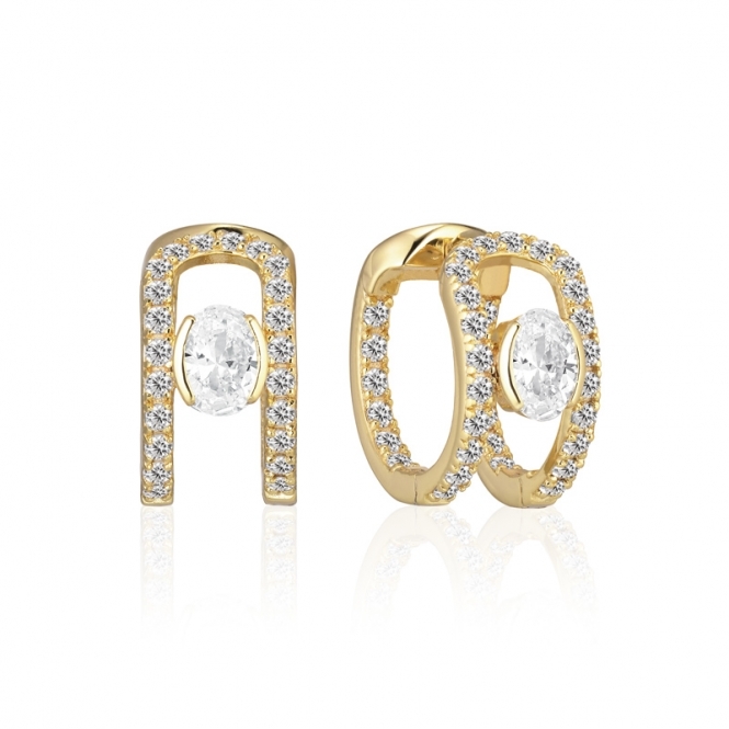 Sif Jakobs Ellisse Carezza Creolo Earrings - 18k gold plated, with white zirconia