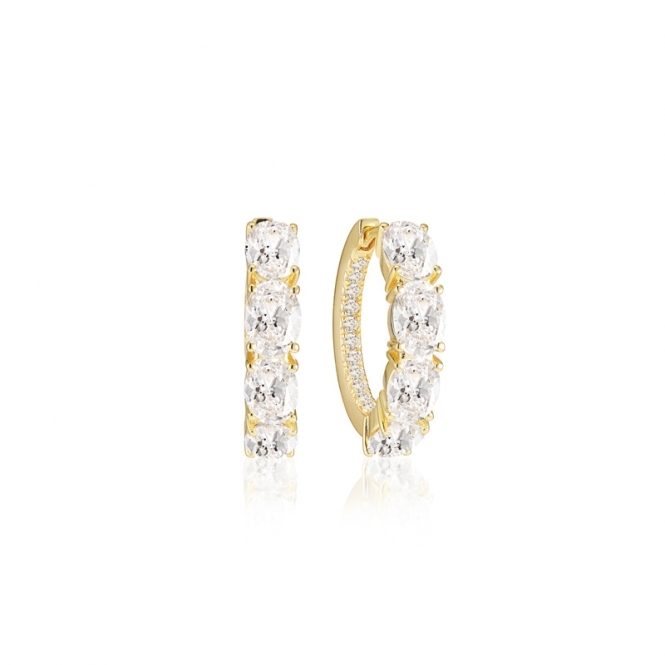 Sif Jakobs Ellisse Creolo Earrings - 18k gold plated, with white zirconia