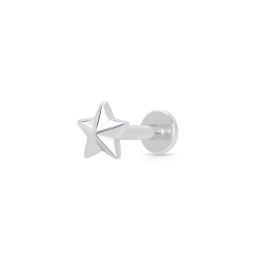 Scream Pretty Faceted Star Single Flat Back Earring - Silver