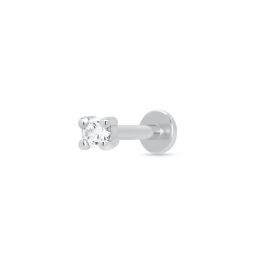 Scream Pretty Clear Stone Single Flat Back Earring - Silver