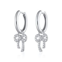 Scream Pretty Bow Charm Hoop Earrings - Silver