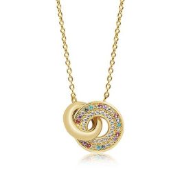 Sif Jakobs Valiano Due Necklace - Gold with Multicoloured Zirconia
