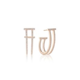 Sif Jakobs Fucino Lungo Earrings - Rose Gold with White Zirconia
