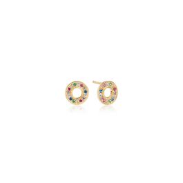 Sif Jakobs Valiano Earrings - Gold with Multicoloured Zirconia