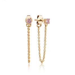 Sif Jakobs Princess Piccolo Lungo Earrings - Gold with Pink Zirconia