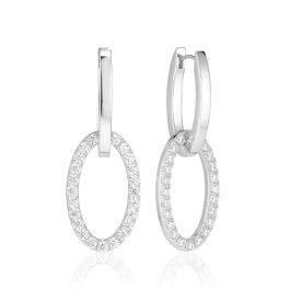 Sif Jakobs Ellisse Due Earrings - Silver with White Zirconia