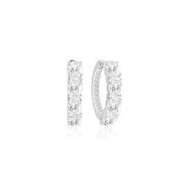 Sif Jakobs Ellisse Creolo Earrings - Silver with White Zirconia