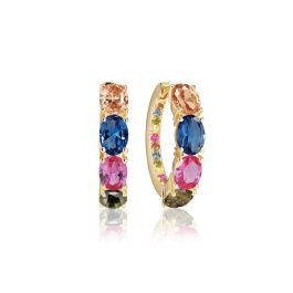 Sif Jakobs Ellisse Creolo Earrings - Gold with Multicolour Zirconia
