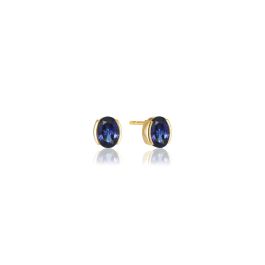 Sif Jakobs Ellisse Carezza Earrings - Gold with Blue Zirconia