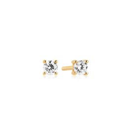 Sif Jakobs Princess Round Piccolo Earrings - Gold with White Zirconia