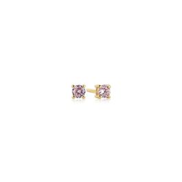 Sif Jakobs Princess Piccolo Round Earrings - Gold with Pink Zirconia