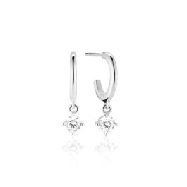 Sif Jakobs Belluno Hoop Drop Earrings - Silver with White Zirconia