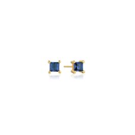 Sif Jakobs Ellera Quadrato Earrings - Gold with Blue Zirconia