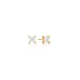 Sif Jakobs Ellera Quadrato Earrings - Gold with White Zirconia