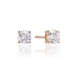 Sif Jakobs Princess Round Earrings - Rose Gold with White Zirconia (3.5mm)