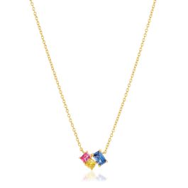 Sif Jakobs Ivrea Tre Necklace - Gold with Multicolour Zirconia