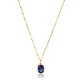 Sif Jakobs Ellisse Carezza Necklace - Gold with Blue Zirconia