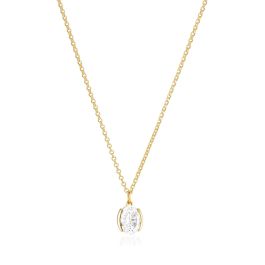 Sif Jakobs Ellisse Carezza Necklace - Gold with White Zirconia