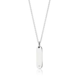 Sif Jakobs Follina Lungo Grande Necklace - Silver with White Zirconia