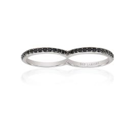 Sif Jakobs Corte Doppio Double Ring - Silver with Black Zirconia
