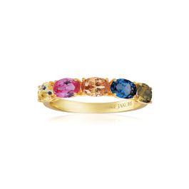 Sif Jakobs Ellisse Cinque Ring - Gold with Multicolour Zirconia