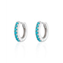 Scream Pretty Huggie Hoop Earrings with Turquoise Stones - Silver