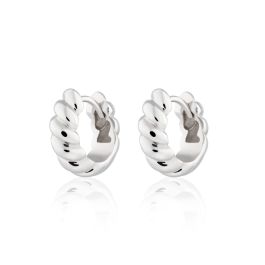 Scream Pretty Hannah Martin Twist and Shout Chunky Huggie Hoop Earrings - Silver
