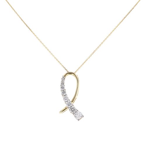 14ct Yellow Gold 1.00ct Diamond Fancy Pendant And Chain 18"
