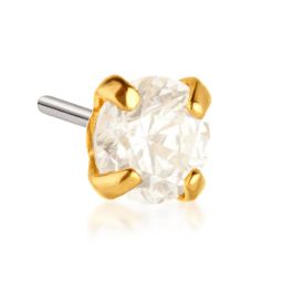 Tish Lyon 14ct Yellow Gold Prong Set Gem Threadless Labret Single Earring