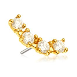 Tish Lyon 14ct Yellow Gold Jewelled Crescent Threadless Labret Single Earring
